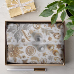 Elegant Gold Silver Flourish Christmas Craft  Seidenpapier