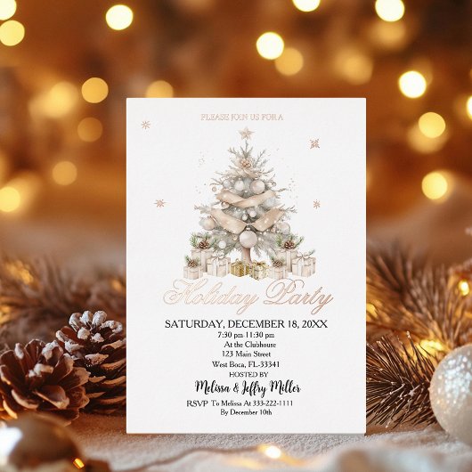Elegant Gold&Silver Holiday Party Postkarte