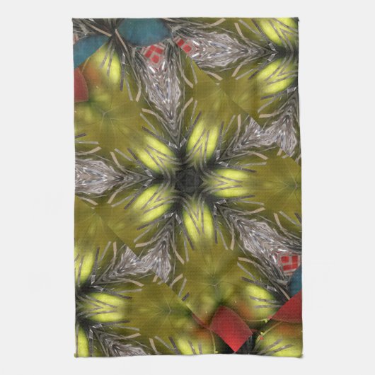 Elegant Gold Silver Kaleidoscope Weihnachtsstern Handtuch (Vertikal)