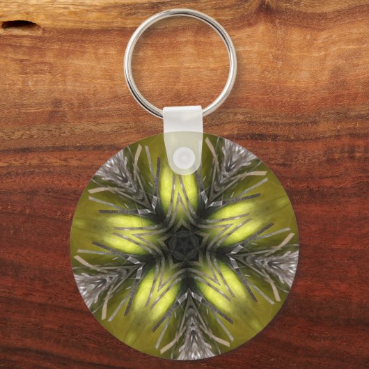 Elegant Gold Silver Kaleidoscope Weihnachtsstern Schlüsselanhänger (Vorderseite)