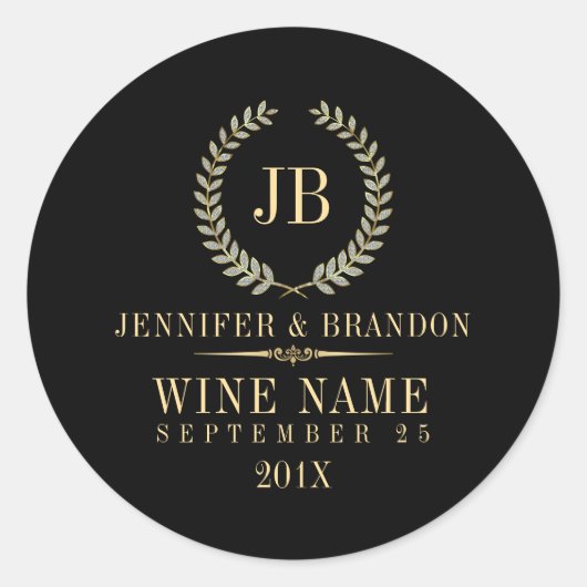 Elegant Gold & Silver Laurel Wreath Runder Aufkleber (Vorderseite)