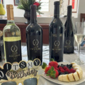 Elegant Gold & Silver Laurel Wreath Weinetikett