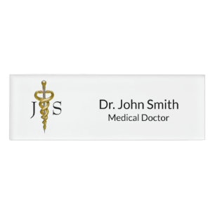 Elegant Gold Silver Medical Classy Noble Asclepius Namenschild