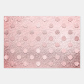 Elegant Gold Silver Pink Metallic Sheen Polka Dot Geschenkpapier Set (Vorderseite 3)