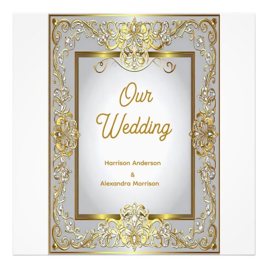 Elegant Gold & Silver Wedding Invitation – Ornate Fotodruck (Vorne)