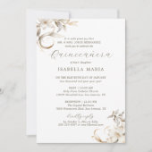 Elegant Gold Silver White Florals Quinceañera Einladung (Vorderseite)
