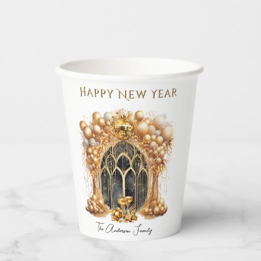 Elegant & Gold Silvester Party Paper Cups Pappbecher (Vorderseite)