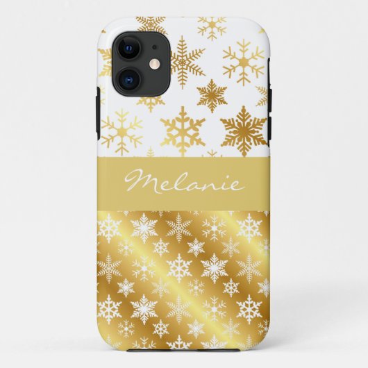 Elegant Gold Snow Flake Monogram iPhone Case (Rückseite)