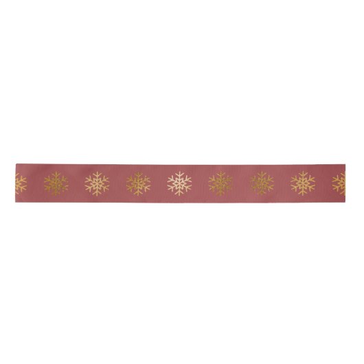 Elegant Gold Snowflake Christmas Holiday Burgundy Satinband (Vorderseite)