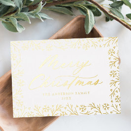 Elegant Gold Snowflake Frohe Weihnachten Non-Foto Folien Feiertagskarte