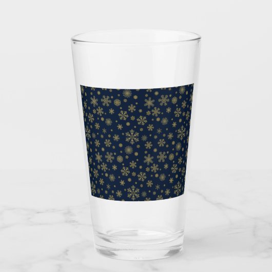 Elegant Gold Snowflake Winter Pattern Glas (Vorderseite)