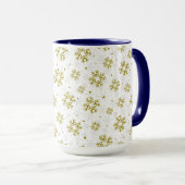 Elegant Gold Snowflake Winter Pattern Tasse (VorderseiteRechts)