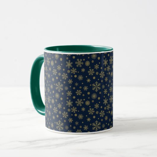 Elegant Gold Snowflake Winter Pattern Tasse (Vorderseite Links)