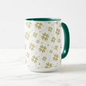 Elegant Gold Snowflake Winter Pattern Tasse (VorderseiteRechts)