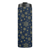 Elegant Gold Snowflake Winter Pattern Thermosbecher (Vorderseite)