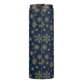 Elegant Gold Snowflake Winter Pattern Thermosbecher (Rückseite)