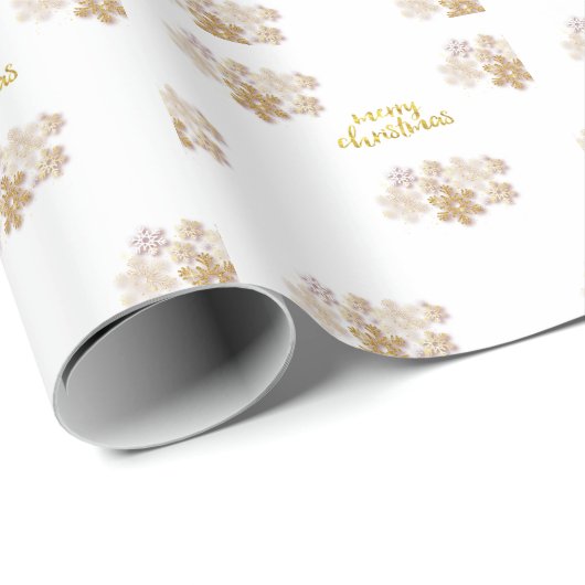 Elegant Gold Snowflakes Frohe Weihnachten Geschenkpapier (Rolleneckpunkt)