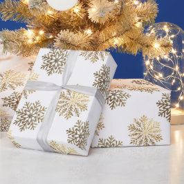 Elegant Gold Snowflakes Pattern Happy New Year Geschenkpapier