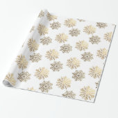 Elegant Gold Snowflakes Pattern Happy New Year Geschenkpapier (Ungerollt)