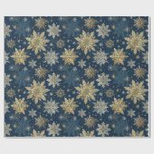 Elegant Gold Snowflakes Winter Blue Christmas Geschenkpapier (Flach)