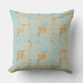 Elegant, Gold Soft Blue Checkered Abstract Pattern Kissen
