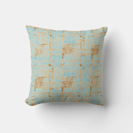 Elegant, Gold Soft Blue Checkered Abstract Pattern Kissen