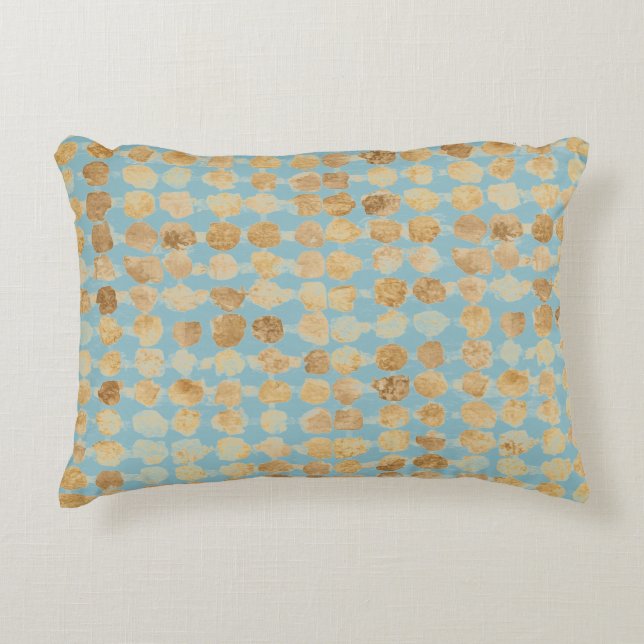 Elegant, Gold Soft Blue Polkadot Pattern Dekokissen (Vorderseite)