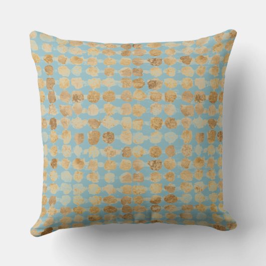 Elegant, Gold Soft Blue Polkadot Pattern Kissen (Rückseite)