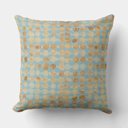 Elegant, Gold Soft Blue Polkadot Pattern Kissen (Vorderseite)