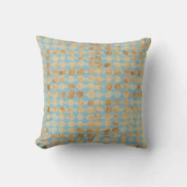 Elegant, Gold Soft Blue Polkadot Pattern Kissen