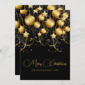 Elegant Gold Sparkle Christmas Bauble Feiertagskarte (Vorne/Hinten)