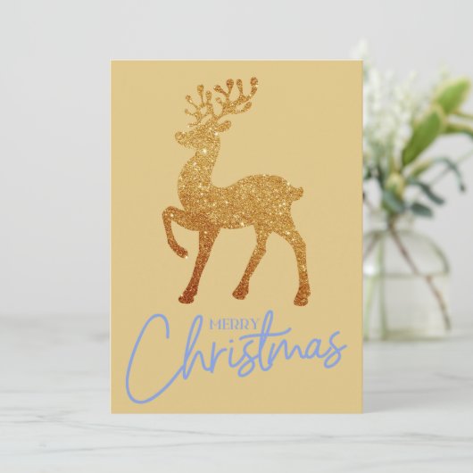 Elegant Gold Sparkle Reindeer Frohe Weihnachten (Stehend Vorderseite)