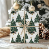 Elegant Gold Sparkling Christmas Tree Geschenkpapier