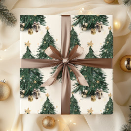 Elegant Gold Sparkling Christmas Tree Geschenkpapier