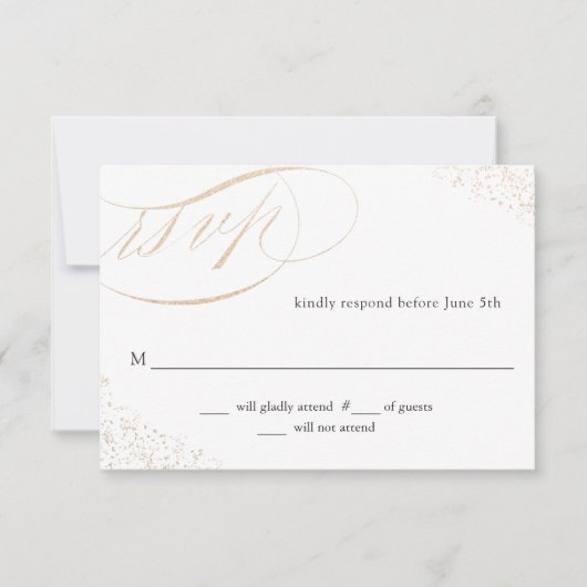 Elegant Gold Speckle Calligraphy Script Wedding (Vorderseite)