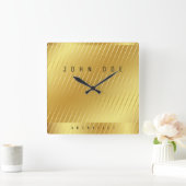 Elegant Gold Square Acrylic Wall Clock Quadratische Wanduhr (Zuhause)