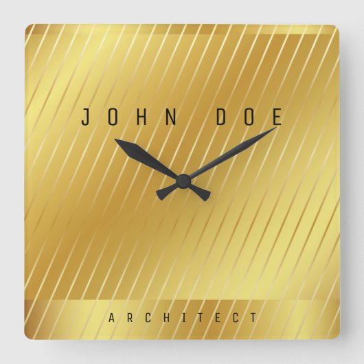 Elegant Gold Square Acrylic Wall Clock Quadratische Wanduhr (Vorderseite)