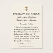 Elegant Gold St. Therese Roses Wedding Holy Card (Rückseite)