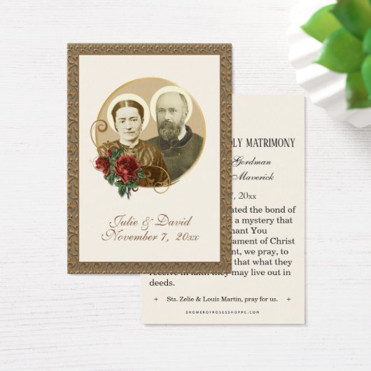 Elegant Gold St. Zelie & Louis Martin Wedding Card (Schreibtisch)