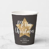 Elegant Gold Star Frohe Weihnachten Pappbecher (Rückseite)