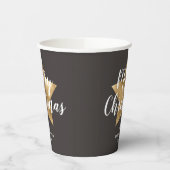 Elegant Gold Star Frohe Weihnachten Pappbecher (Links)