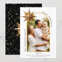 Elegant Gold Star Holiday Photo Card