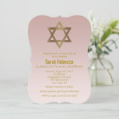 Elegant Gold Star von David Bat Mitzvah Einladung (Stehend Vorderseite)