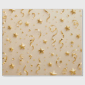Elegant Gold Stars & Confetti Celebration Geschenkpapier (Flach)
