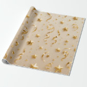 Elegant Gold Stars & Confetti Celebration Geschenkpapier (Ungerollt)