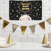 Elegant Gold Stars Niedlicher Cartoon Kuh 90. Gebu Banner