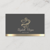 Elegant Gold Stripe Glitter Cupcake Visitenkarte (Vorderseite)