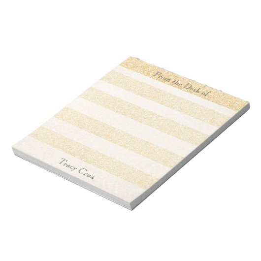 Elegant Gold Striped Custom Notes Notizblock (Rotiert)