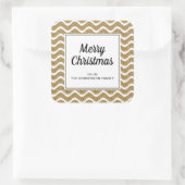 Elegant Gold Stripes Script Frohe Weihnachten Quadratischer Aufkleber (Tasche)