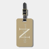 Elegant Gold Stylish Calligraphy Monogrammed Gepäckanhänger (Vorderseite vertikal)